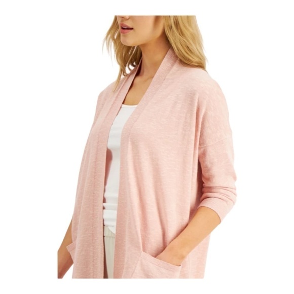 Eileen Fisher High Collar Linen Blend Cardigan - Picture 3 of 7